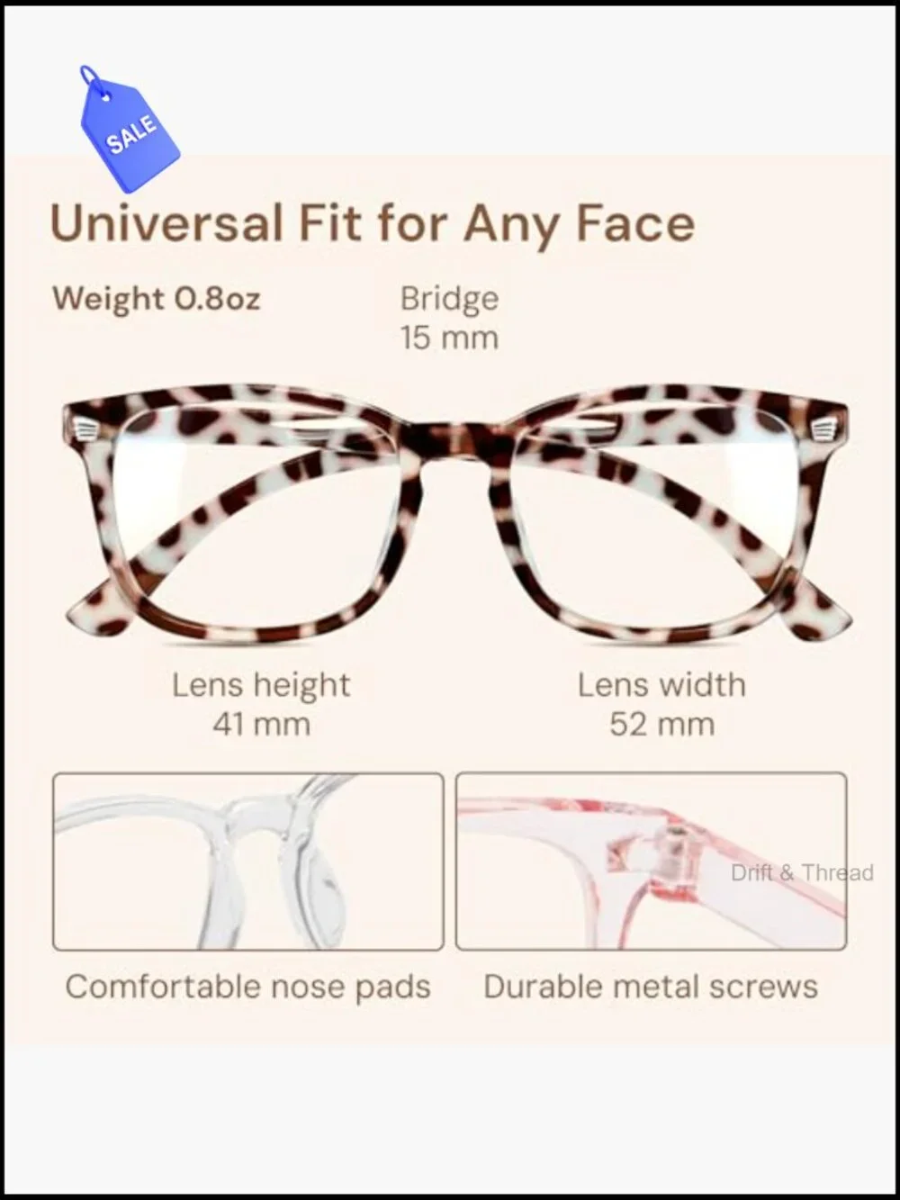 Blue Light Blocking Glasses for Women - 3 Pairs TR90 Square Full Rim